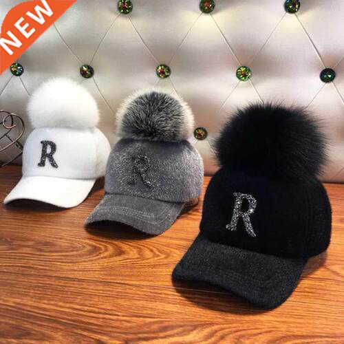 Spring Summer Warm Baseball Cap Women Rhinestone Letter Pomp
