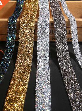 1 Yard 5/10/20/30/40mm Glitter Rhinestone Chain Tape Trim Re