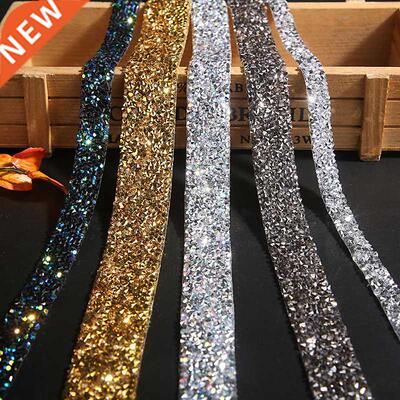 1 Yard 5/10/20/30/40mm Glitter Rhinestone Chain Tape Trim Re