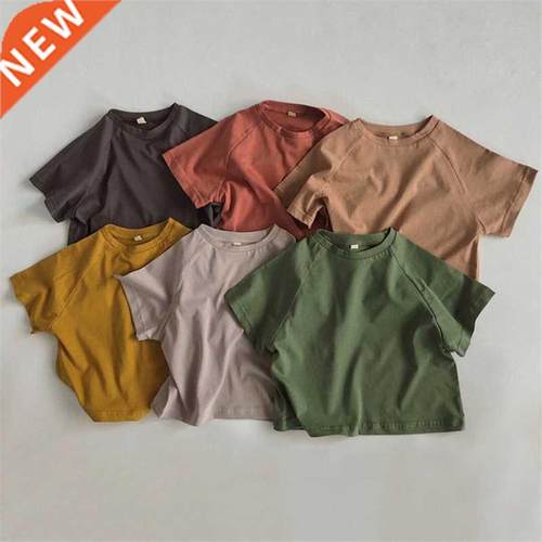 Summer Kids T-shirt Fashion Solid Girls Tees Short Sleeve Co