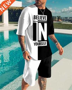 Men's T Shirt Set 3D Print Short Sleeve 2022 Summer T-shirt