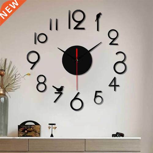 Frameless Diy Wall Mute Clock 3d Mirror Sticker Home Decor W