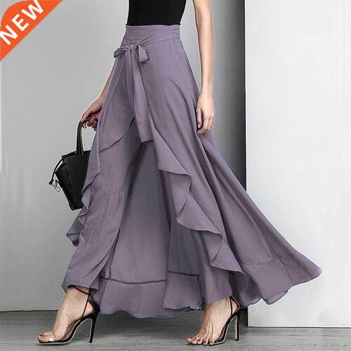 Women Palazzo Pants 2022 Causal Ruffle Drawstring Trouser El