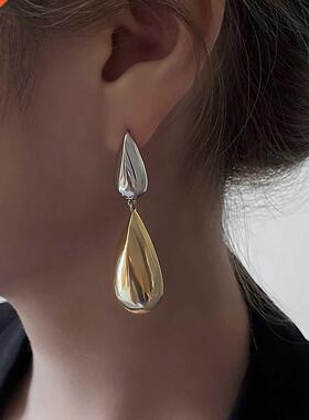 AENSOA Luxury Gold Silver Color Geometric Water Drop Earring