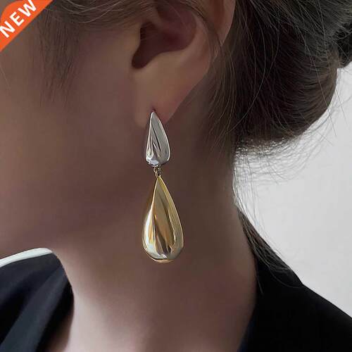 AENSOA Luxury Gold Silver Color Geometric Water Drop Earring