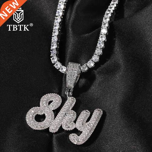 TB m Small Size Brush Script Letter Two Tone Pendant