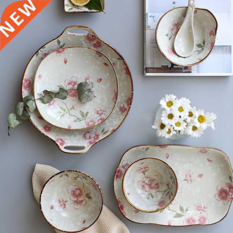 Japanese Cherry Blossom Ceramic Tableware Bowl Plate Single