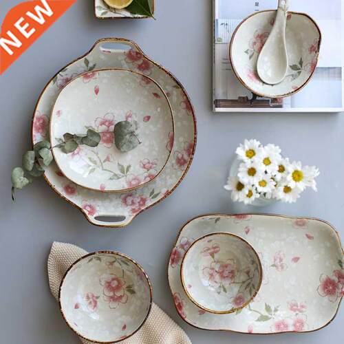 Japanese Cherry Blossom Ceramic Tableware Bowl Plate Single