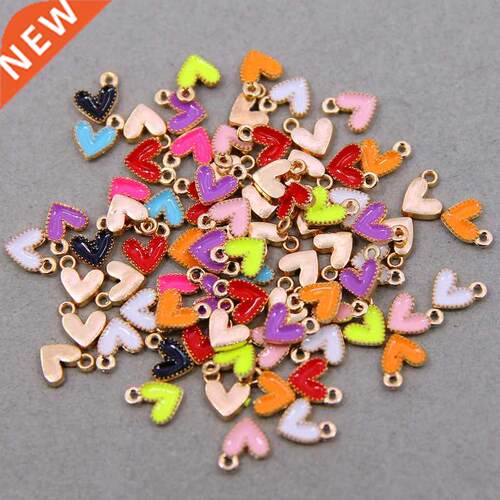 10pcs Dainty Small Colorful Heart Shape Enamel Charm All Col