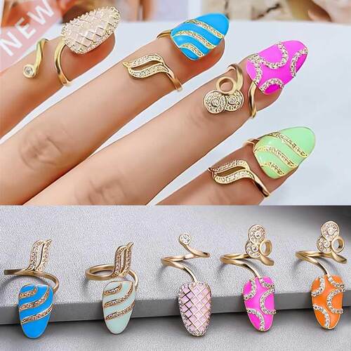 Cute Adjustable Colorful Ring Nail Cover Women's Rin