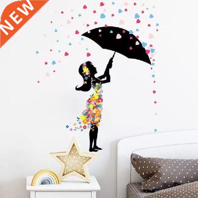Umbrella Flowers Girl Wall stickers for kids girls room