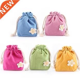 Fashion Soft Plush Flower Drawstring Bags Home Sundries