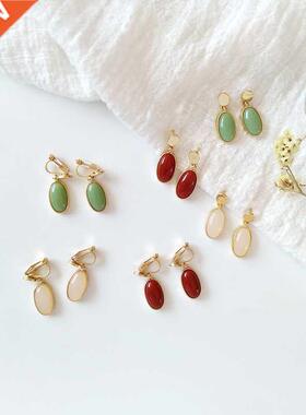 Japan Natrual Fore Cryal one Clips on Earring Without