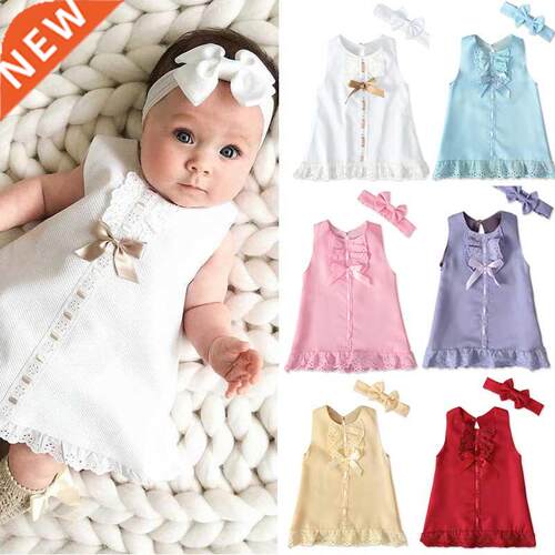 Newborn Baby Girls Dresses Summer Cute Bow Sleeveless Prince
