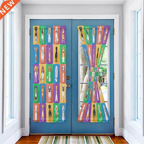 Cartoon Dog Window Curtain Living Room Door Curtain