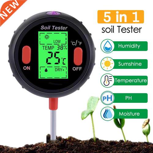 5-in-1 Digital Soil pH Meter Moisture Meter PH Levels Temper