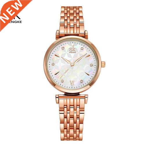 Shengke Brand Luxury Bracelet Women Watch Rosegold Wristwat