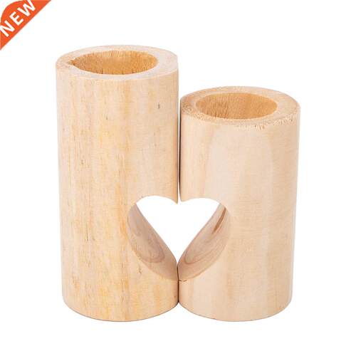 2pcs Wooden Tea Light Holder Heart Shape Living Room Family