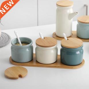 Ceramic Spice Rack Salt Shaker And Pepper Shaker Oil Bottle