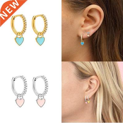 BOAKO Silver Plating Hoop Earrings With Cute Candy Neon Colo