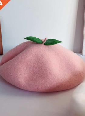 Hiday Peach Cute Fruit Matte Women Girls Handmade Berets F