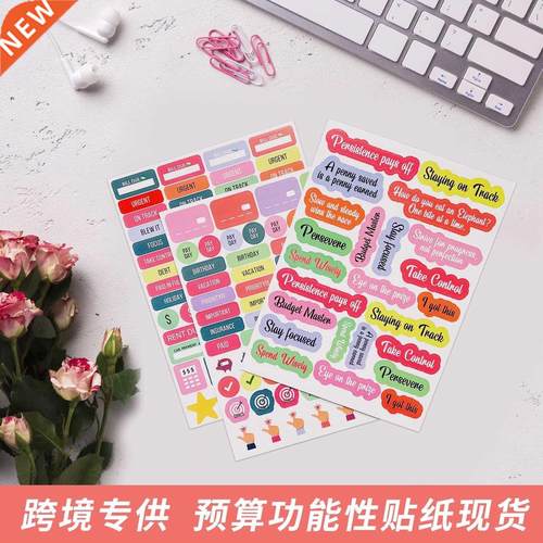 Color ledger label sticker English word budget  sticker