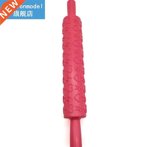 Pastic Non-Stick Fondant Rolling Pin Tool Portable Embossed