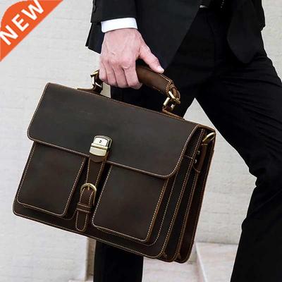 Luufan Men Business Briefcase Genuine Leather 15 inch Laptop