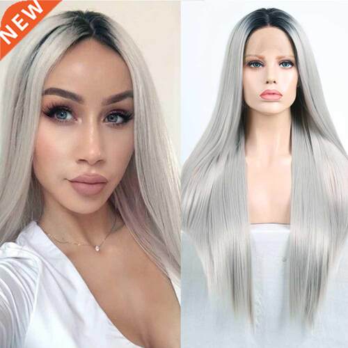 RONGDUOYI Synthetic Lace Front Wig Long Lace Wig Two Tone Gr