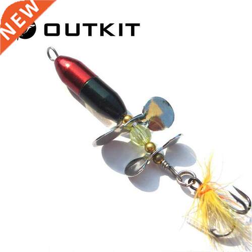 OTKIT Long Casting Spinner Bait Metal Fishing Lure Double Ta