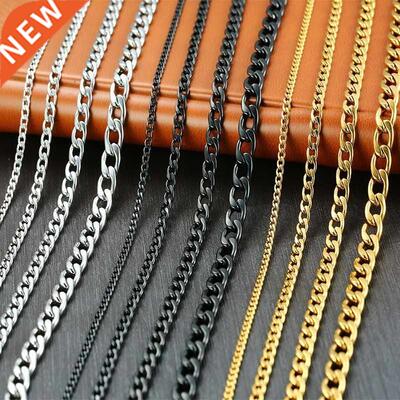 Vnox Men's Cuban Link Chain Necklace Stainless Steel Gold Bl