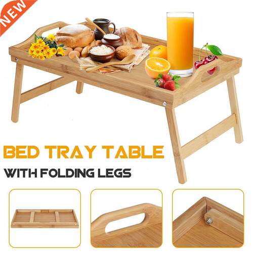 Portable Bamboo Wood Bed Tray Breakfast Laptop Desk Tea Food