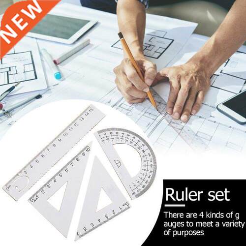4pcs Multi-use Ruler Drawing Geometry Straight Triangle Rule