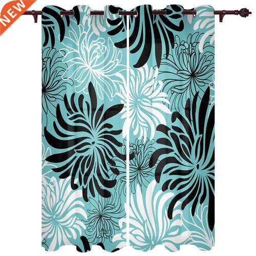 Water Green Chrysanthemum Black And White Retro Window