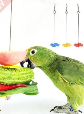2 Size Parrot Fruit Fork Spear Holder Feeding Birds Hang