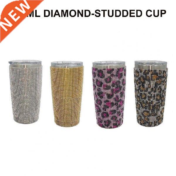600ml Rhinestone Studded Water Bottle Leak-proof 304