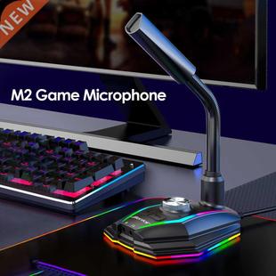 USB Sound Card RGB Microphone Computer Gaming Mic With Speak