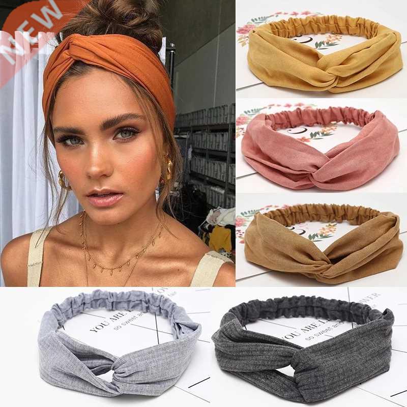 Women Headband Cross  Knot Elastic Hair Bands Soft Solid