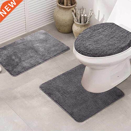 3pcs Bath Mats Carpet Set Non Slip Solid Bath Mat Bathroom