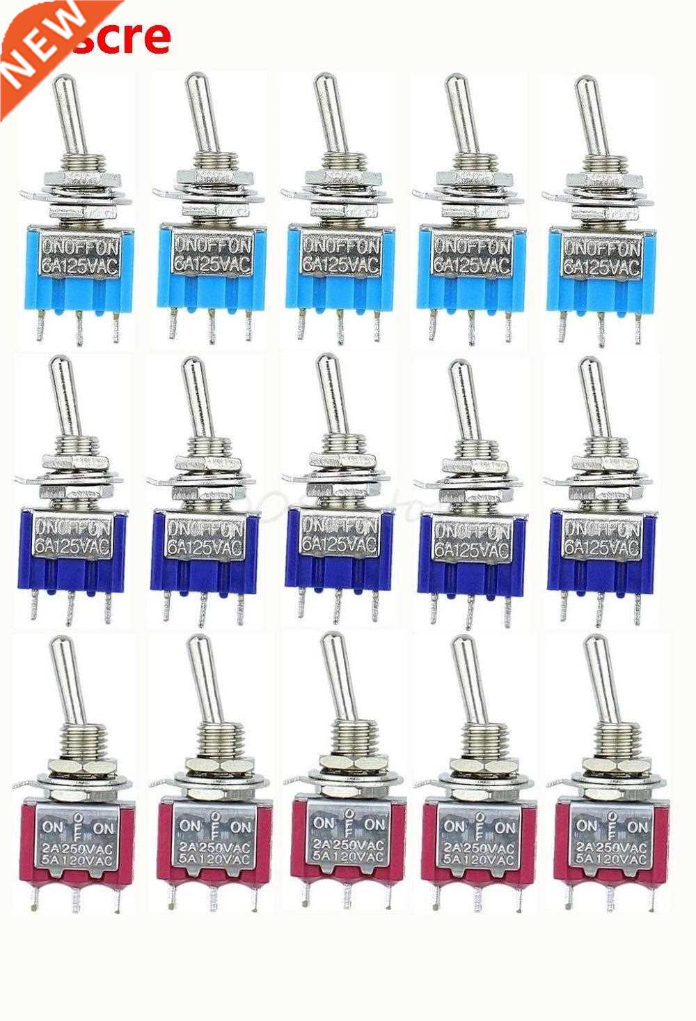 5pc/LOT Mini MTS-103 3-Pin SPDT ON-OFF-ON 6A 125VAC Miniatu