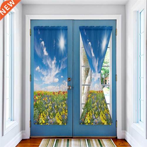 Tulip Meadow Sky Sunshine Flowers Window Curtain Living