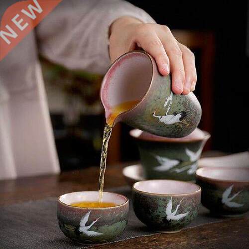 2pcs/set Handmade Crafts Drinking Supply Tea Cup Set Crane