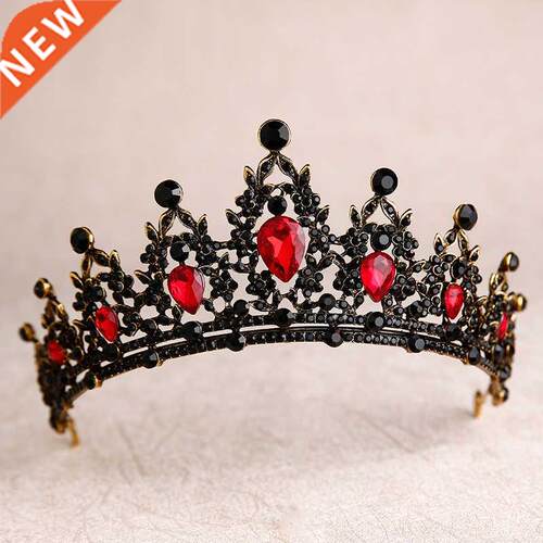 KMVEXO Baroque Retro Black Bridal Crystal Tiaras Crowns Prin
