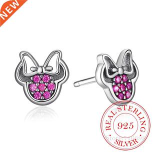 925 Sterling Silver Crystal Cartoon Animal Charm Stud Earrin