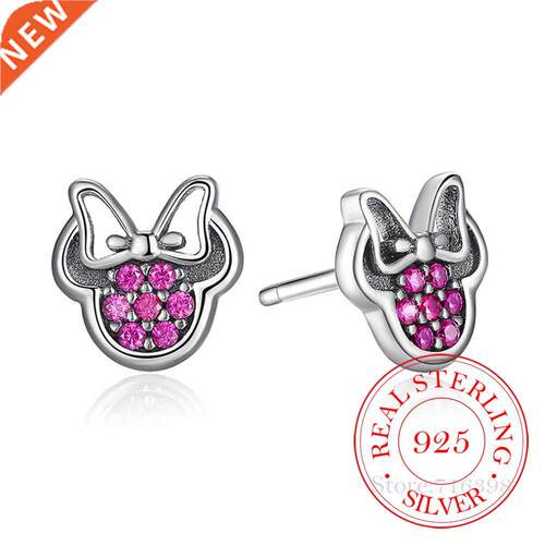 925 Sterling Silver Crystal Cartoon Animal Charm Stud Earrin