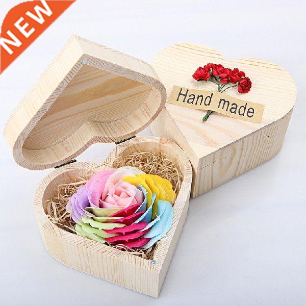 1PC Rose Scented Soap Flower Petals Heads With Wooden Box