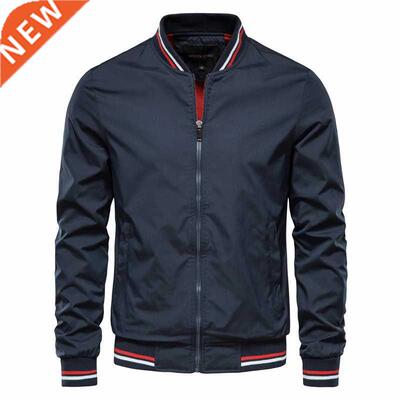 AIOPESON Solid Color Bomber Jacket Men Casual Slim Fit Baseb