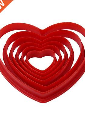 6pcs/set Heart Shaped Plastic Cake mold cookie cutter