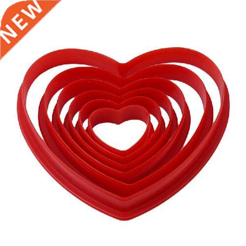 6pcs/set Heart Shaped Plastic Cake mold cookie cutter