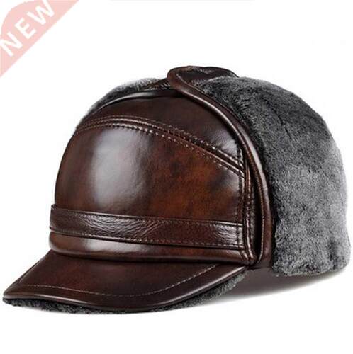 RY0201 Male Winter Warm Ear tion Bomber Hat Man Genuin